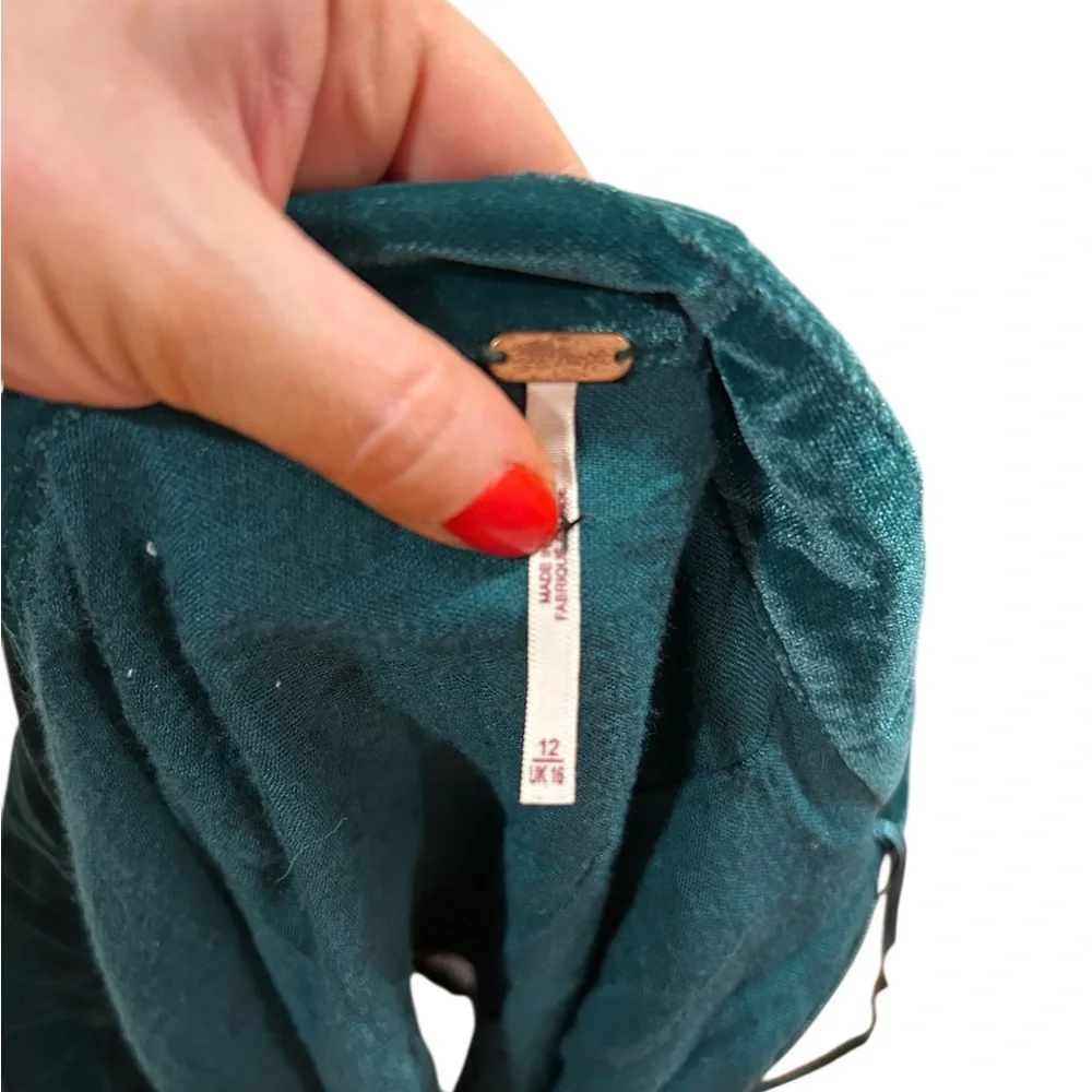 Free People Vivienne velvet mini skirt with ruched drawstring detail in green